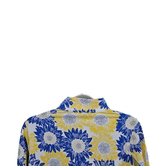 IBKUL Ruthie Sunflower UPF 50 Long Sleeve Quarter Zip Mock Neck Top Yellow Blue - Picture 10 of 14